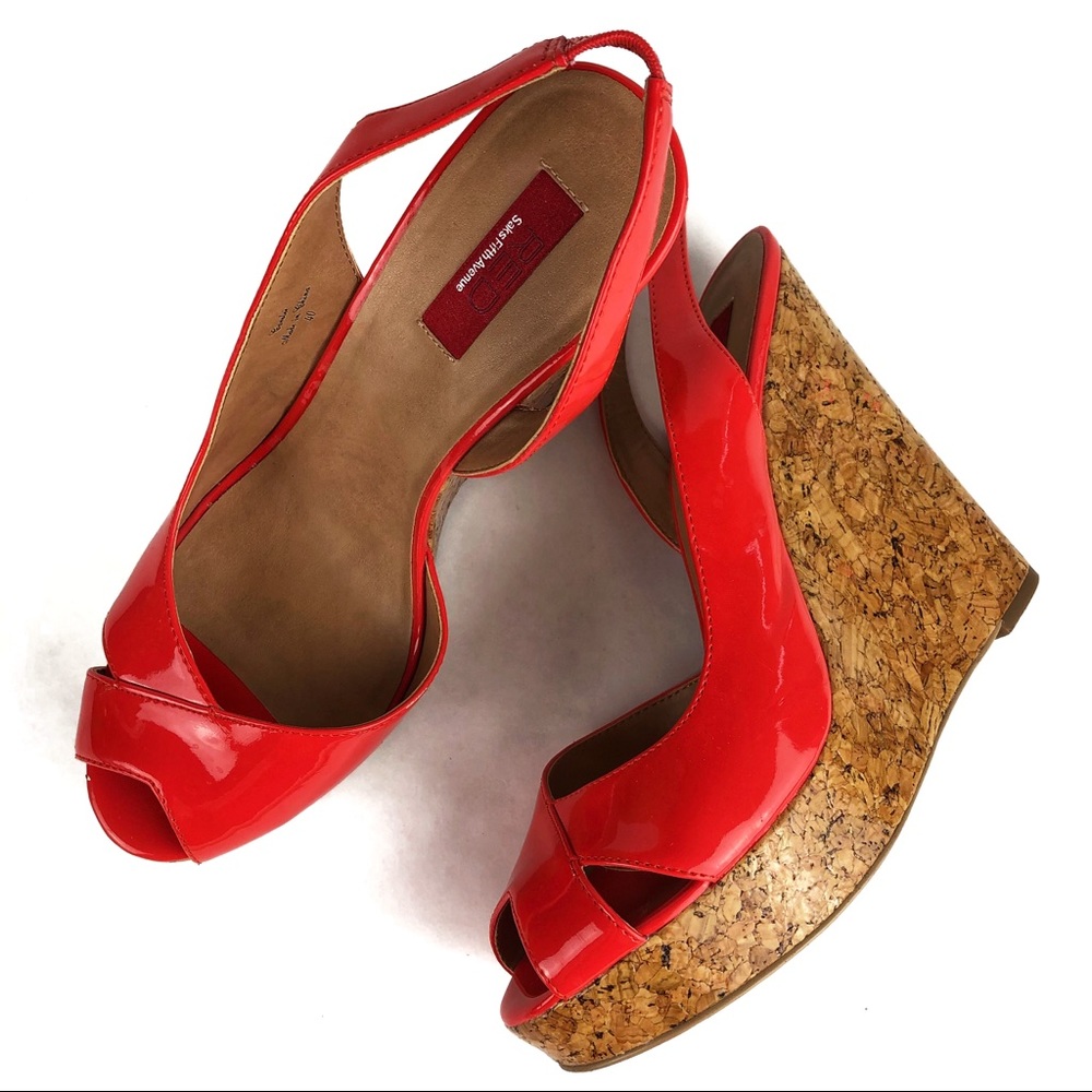 Saks Fifth Avenue Red label Patent Cork Wedge 40